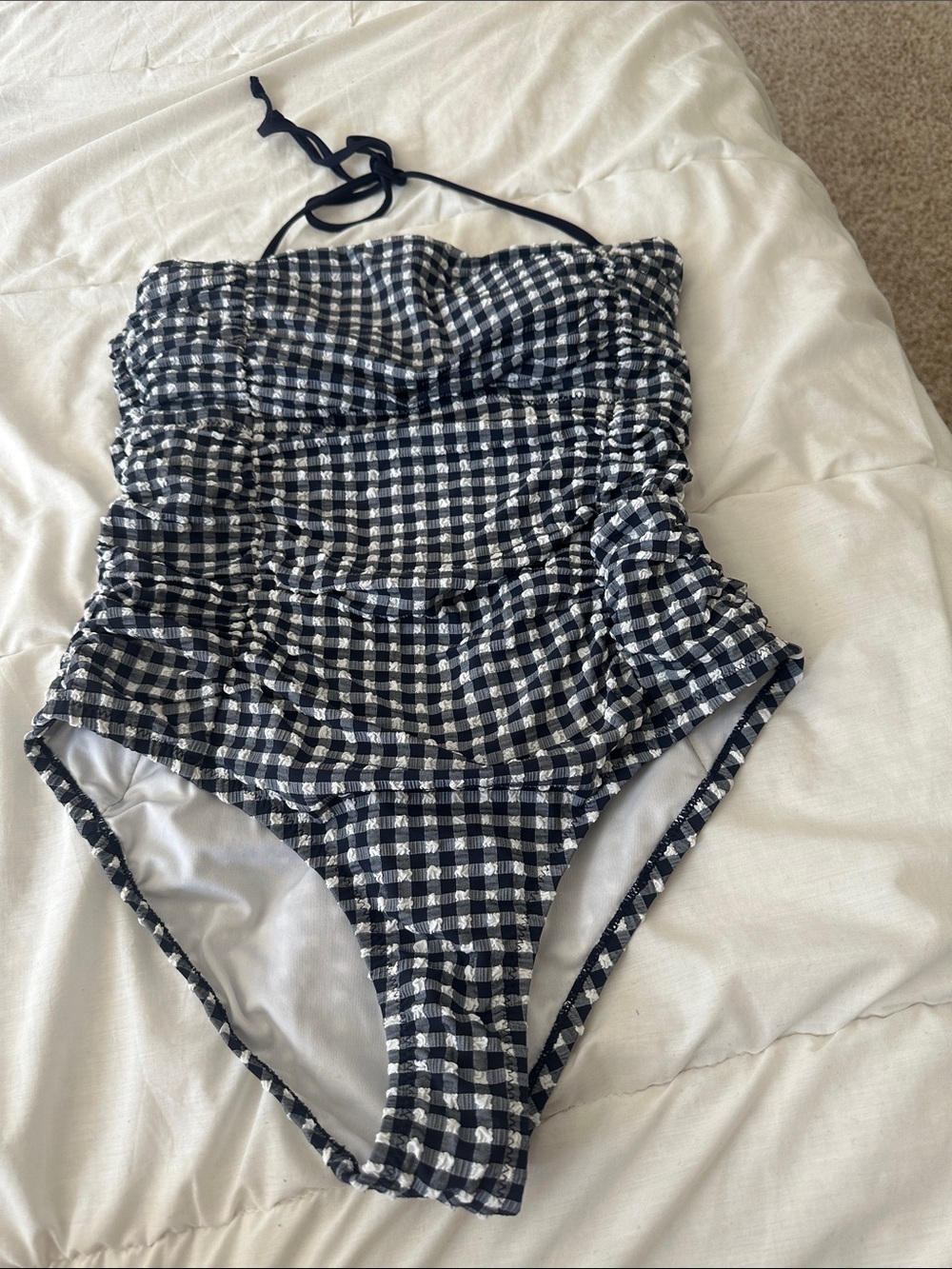 J. Crew Black and White Gingham Swimsuit
